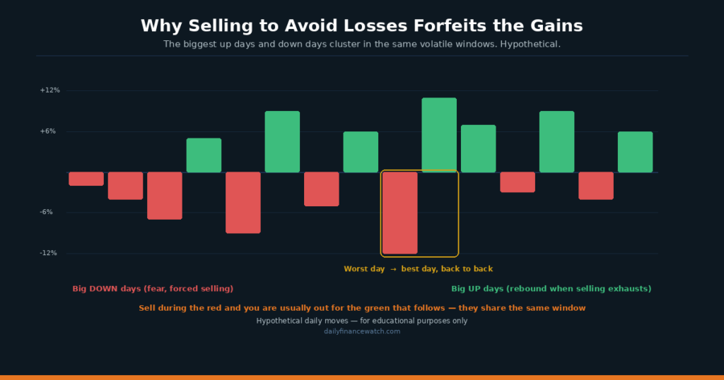 Diagram showing how the best and worst market days cluster together during volatile period