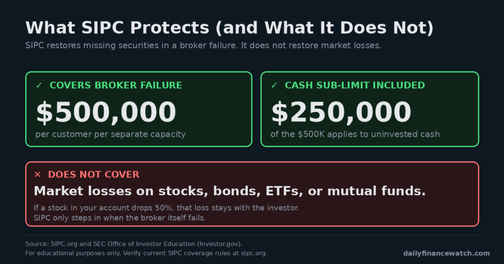 Investor reading SIPC coverage limits and FDIC sweep account disclosure documents