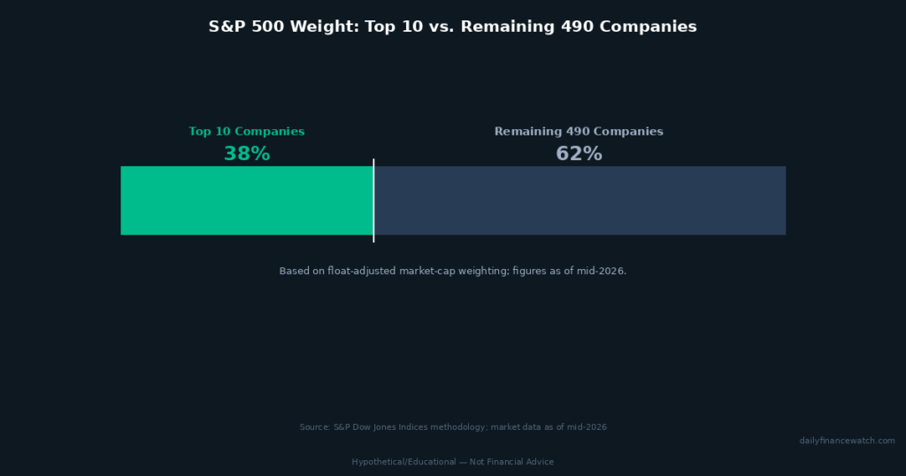 bar chart showing AI stocks driven S&P 500 concentration percentage across five decades